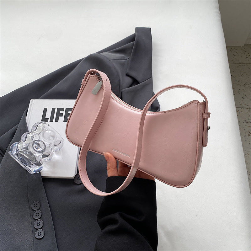 Shoulder Leather Solid Color Handbag