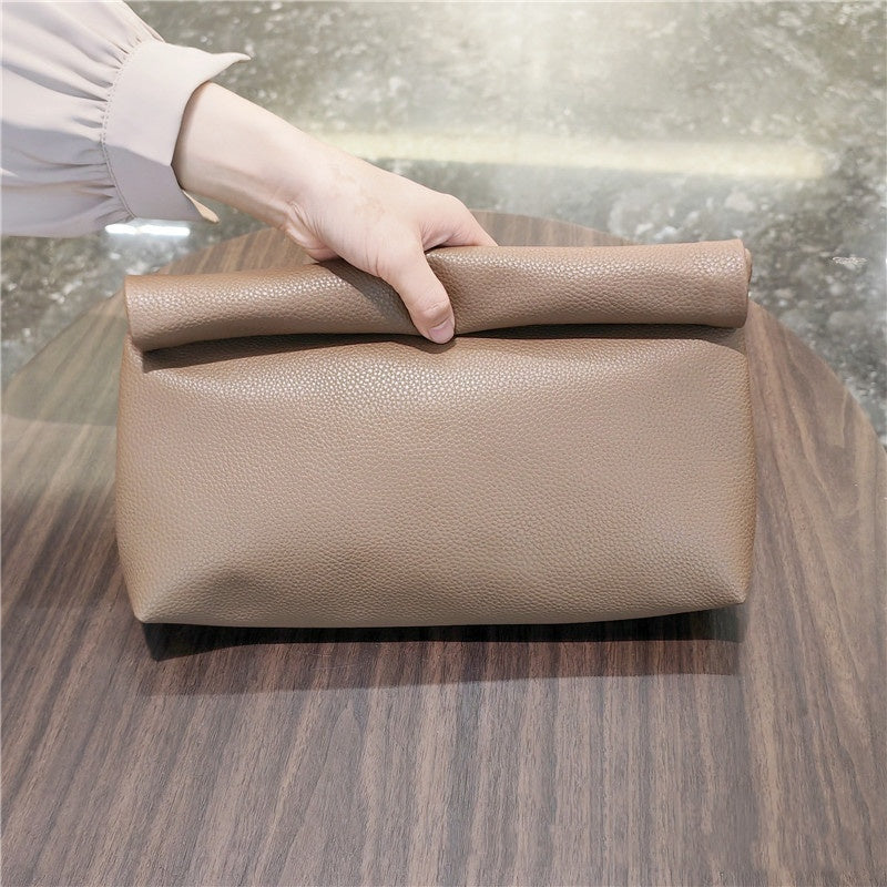 Faux Leather Rolldown Clutch