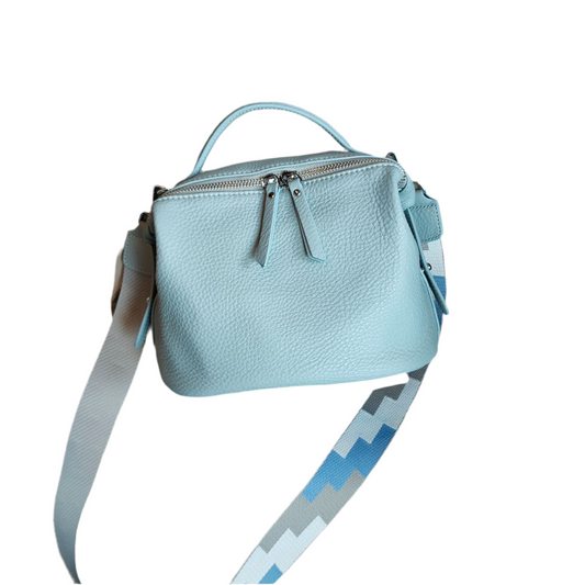 Soft Leather Crossbody Bag in Cerulean Blue