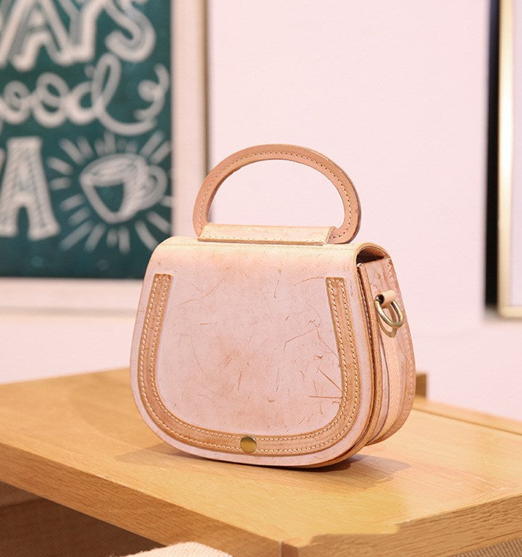 Handmade Pastel Vintage Style Genuine Leather Bag