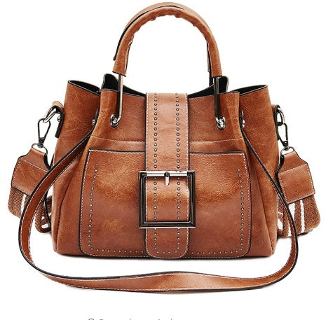 Vintage Buckle Leather Satchel