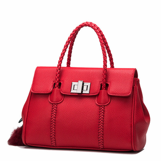 Textured Leather Handbag (Red, Black or Grey)