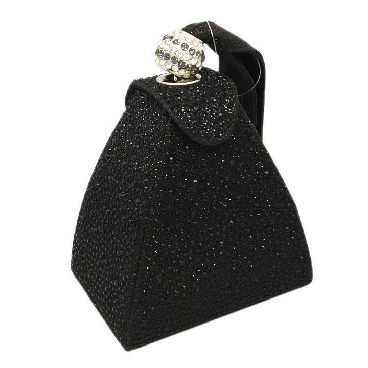 Sparkly Pyramid Evening Bag with Fabric Wriststrap