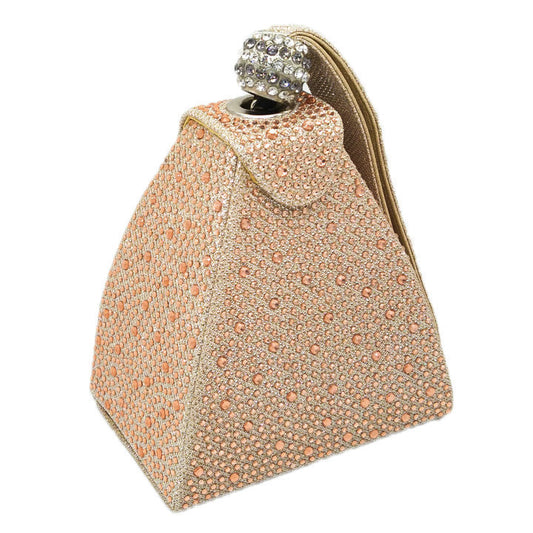 Sparkly Pyramid Evening Bag with Fabric Wriststrap