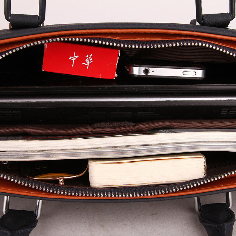 Unisex Leather Briefcase in Navy or Black