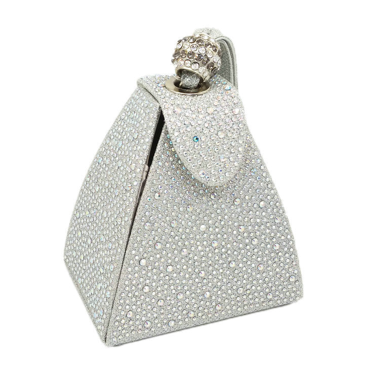 Sparkly Pyramid Evening Bag with Fabric Wriststrap