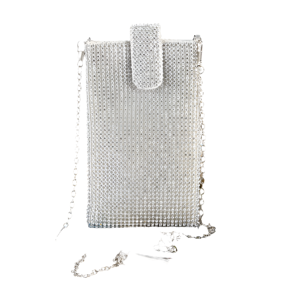 Rhinestone Vertical Crossbody Party Bag in Silver, Gold or Black