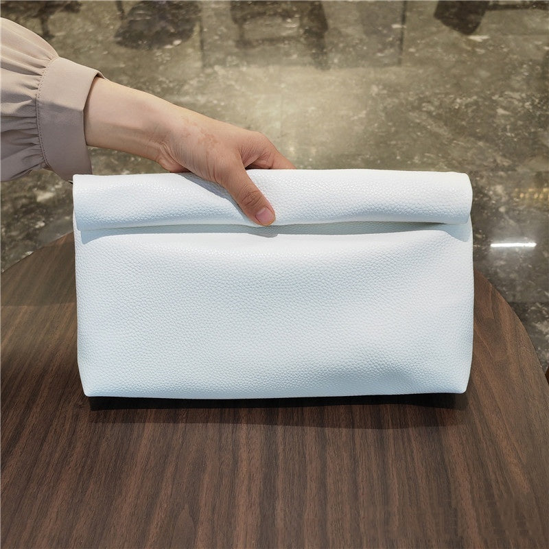 Faux Leather Rolldown Clutch