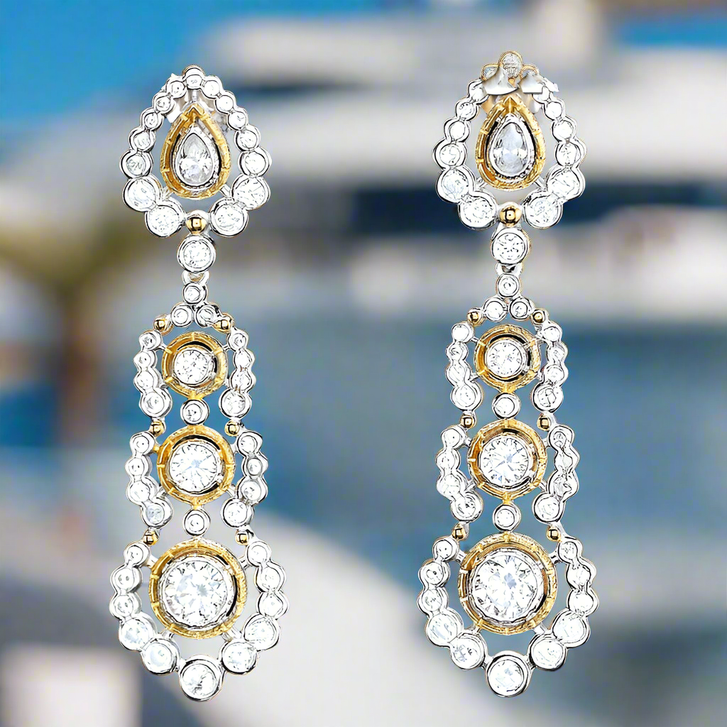 Marbella Light Luxury Gold-Plated .925 Sterling Silver Carved Zirconium Earrings