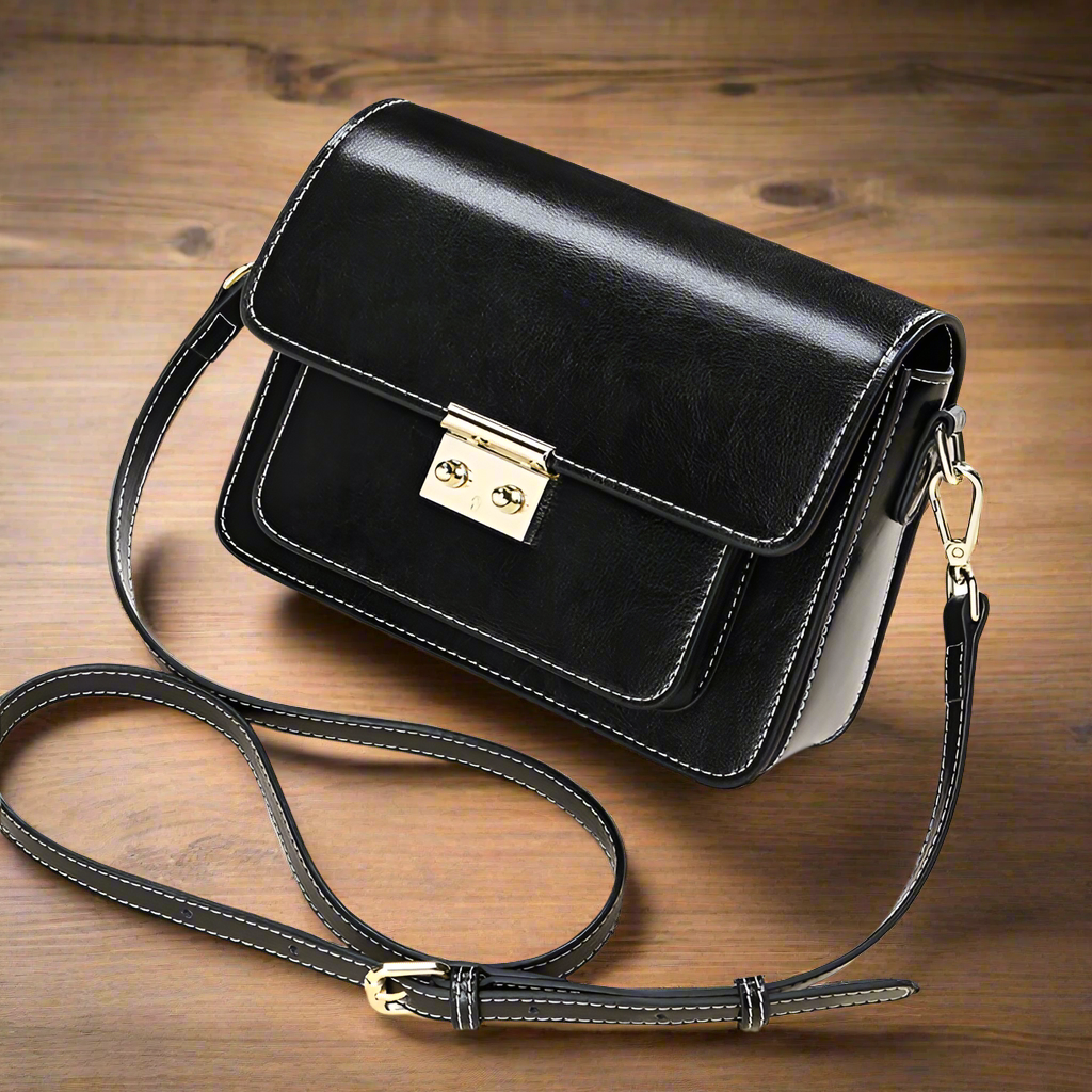 Leather Messenger Handbag with Cellphone Pouch