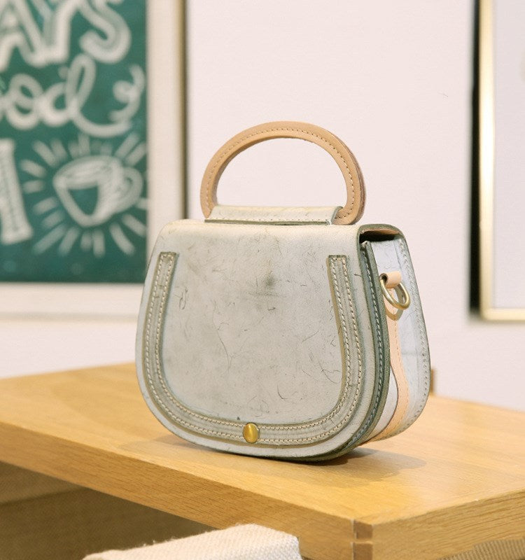 Handmade Pastel Vintage Style Genuine Leather Bag