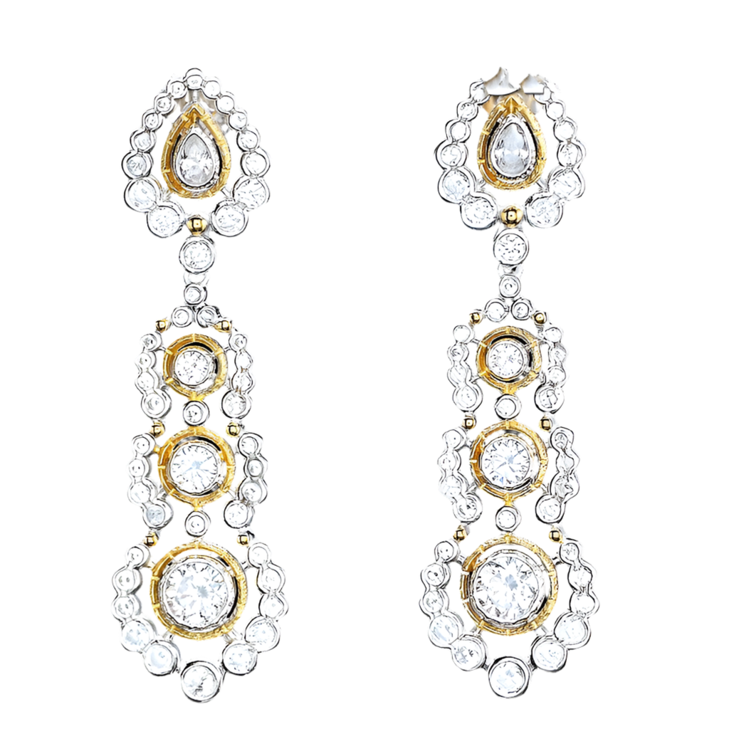 Marbella Light Luxury Gold-Plated .925 Sterling Silver Carved Zirconium Earrings