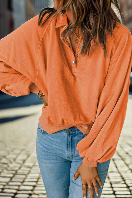 Half Snap Long Sleeve Sweatshirt