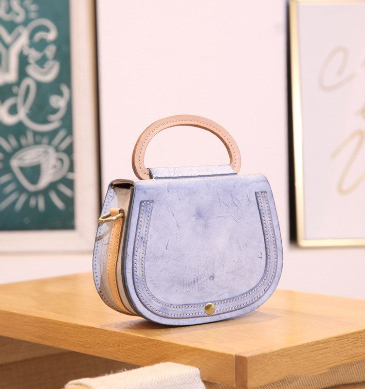 Handmade Pastel Vintage Style Genuine Leather Bag