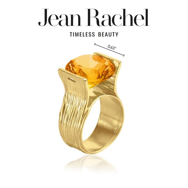 Israeli-Artisan Handcrafted 14K Gold Over Sterling Silver Statement Ring with 11.75 Total-Carat-Citrine Cubic Zirconia