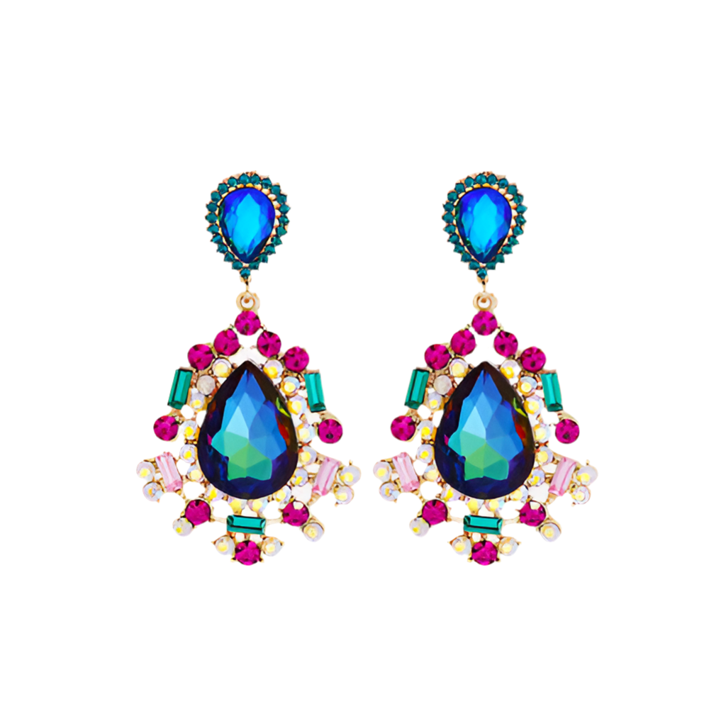 Teardrop Shape Rhinestone Alloy Dangle Earrings