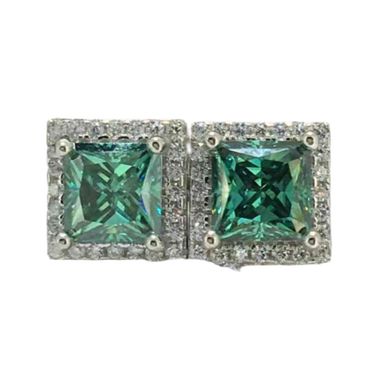 2-Carat Moissanite Square Stud Earrings