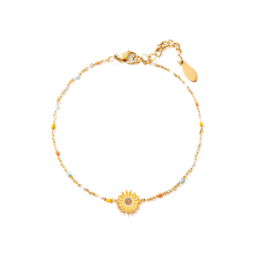 Sunflower Shape 18K Gold-Plated Bead Bracelet