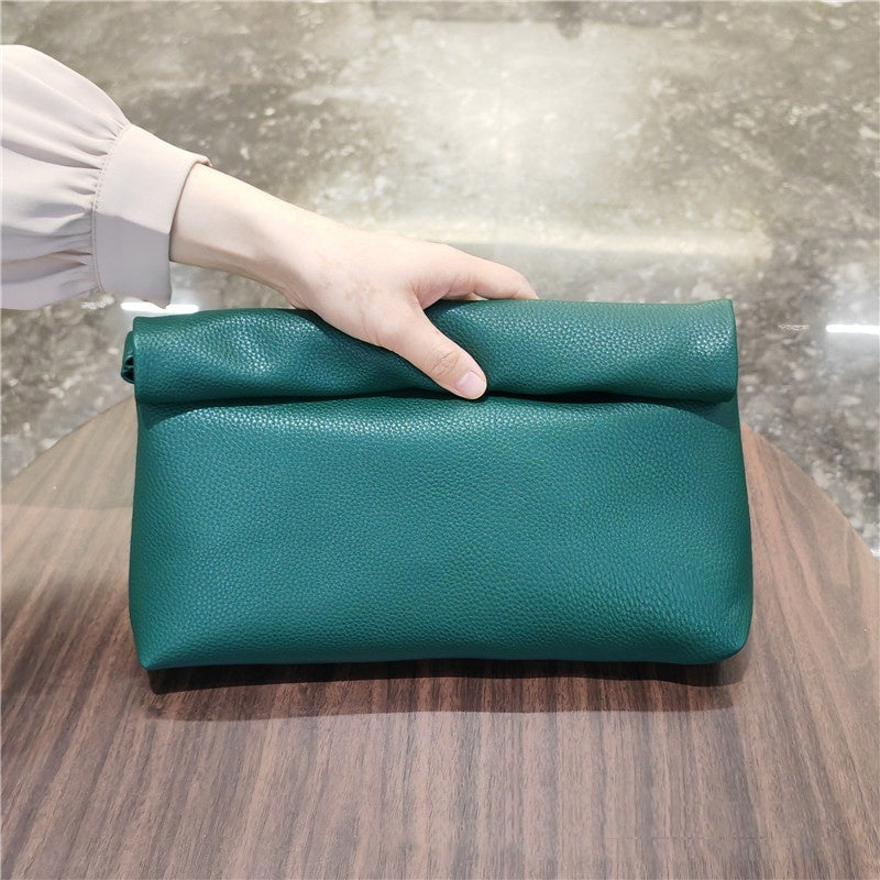 Faux Leather Rolldown Clutch