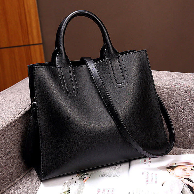 Large Leather Tote Bag with Shoulder Strap