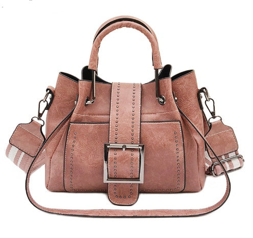 Vintage Buckle Leather Satchel