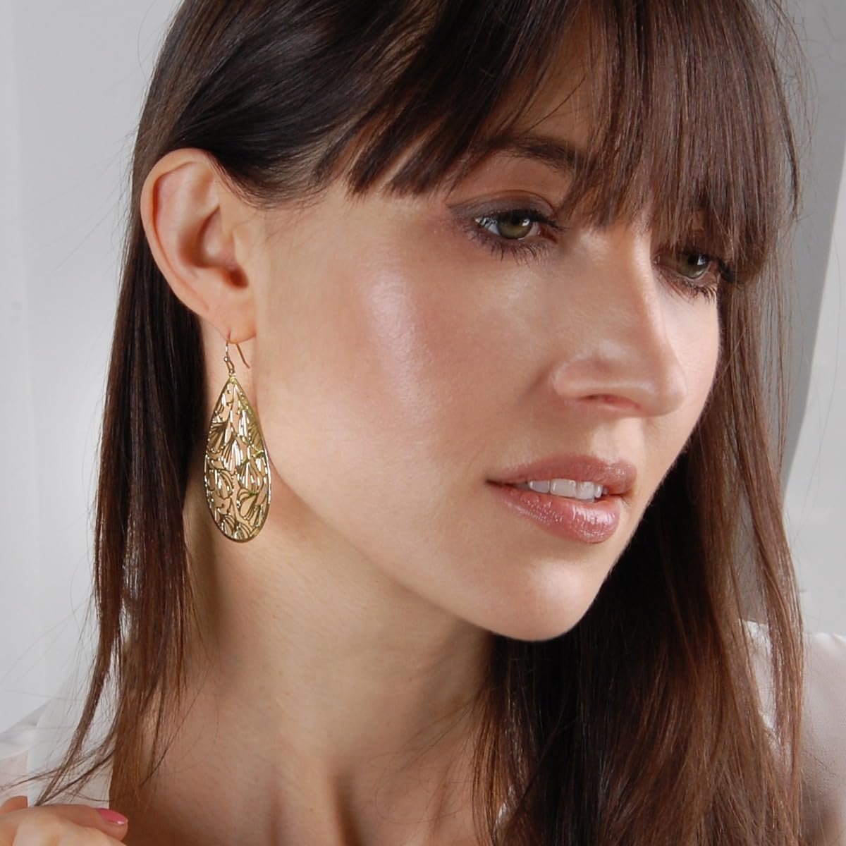 Gold Colored Teardrop Dangle Earrings