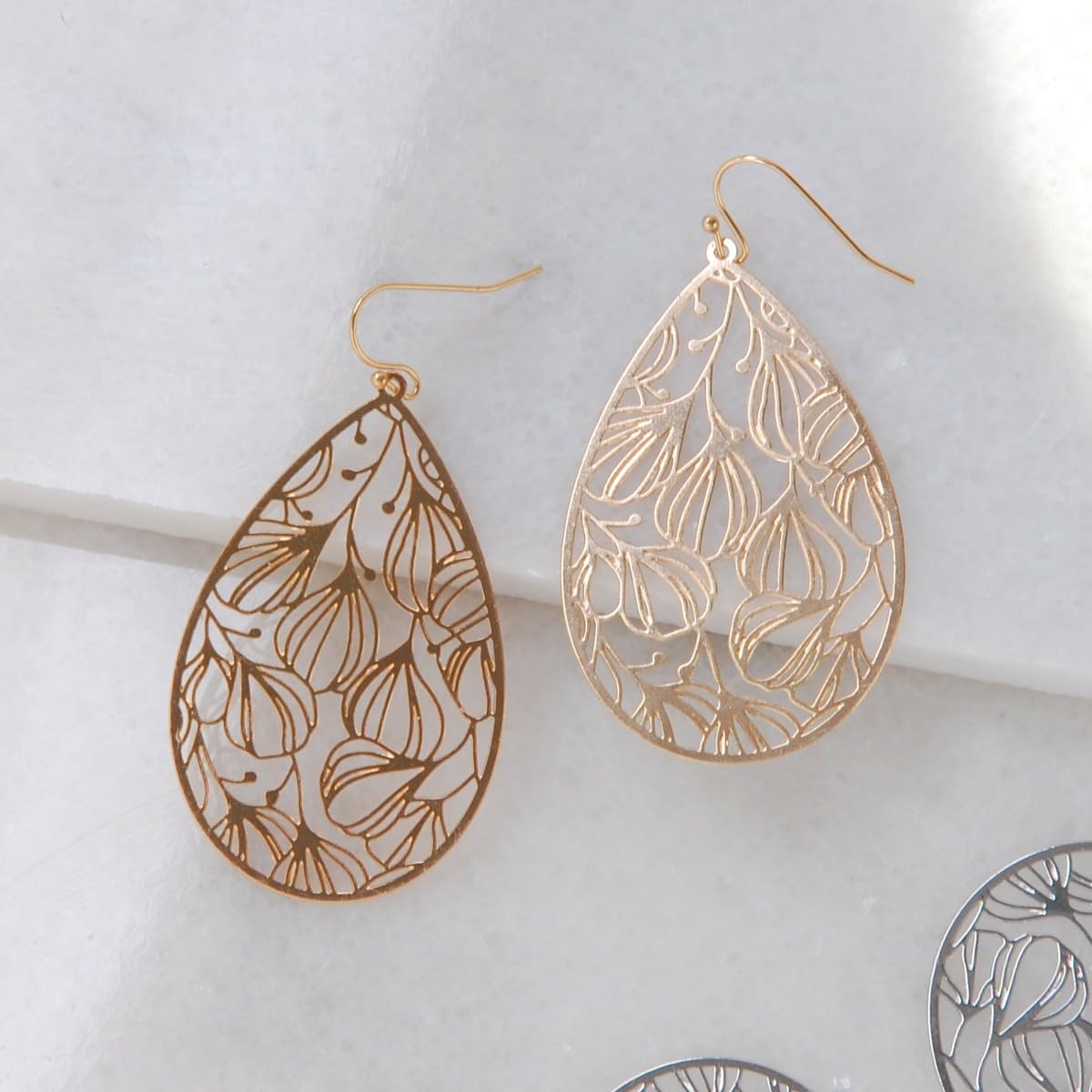 Gold Colored Teardrop Dangle Earrings