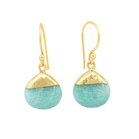 Handmade Gold-Plated Sterling Silver Amazonite Gemstone Drop Earrings