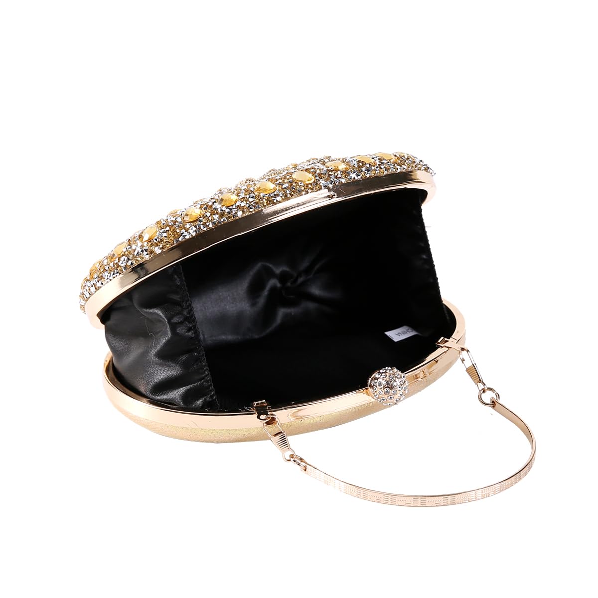 Beaguful Women's Evening Bags Sparkly Rhinestone Clutch Purses Luxury Handbags Oval Champagne