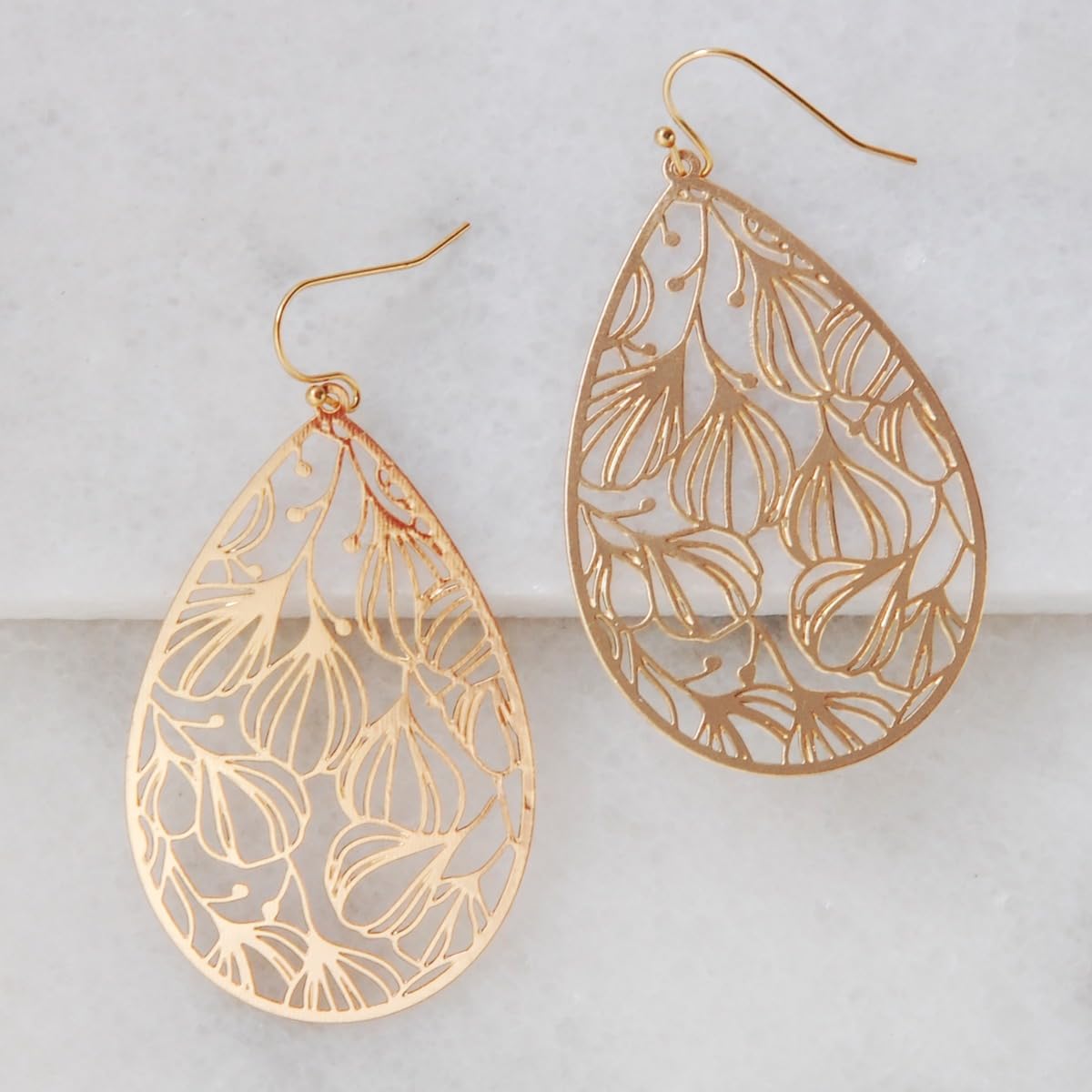 Gold Colored Teardrop Dangle Earrings