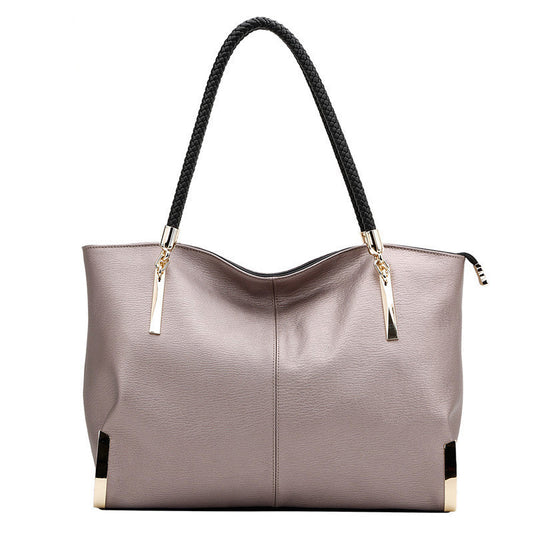 Leather Tote Bag with Silver Accents in Grey or Black