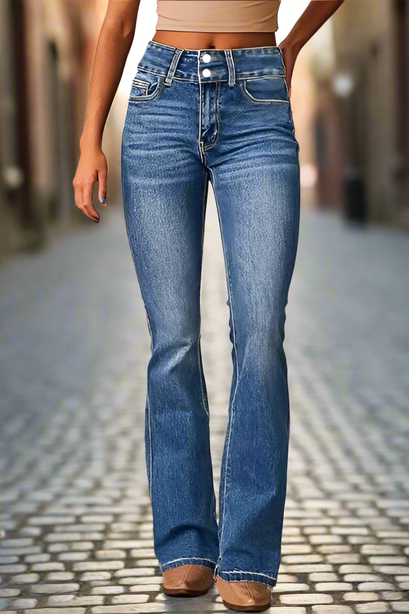 Cat Whisker Washed Bootcut Jeans