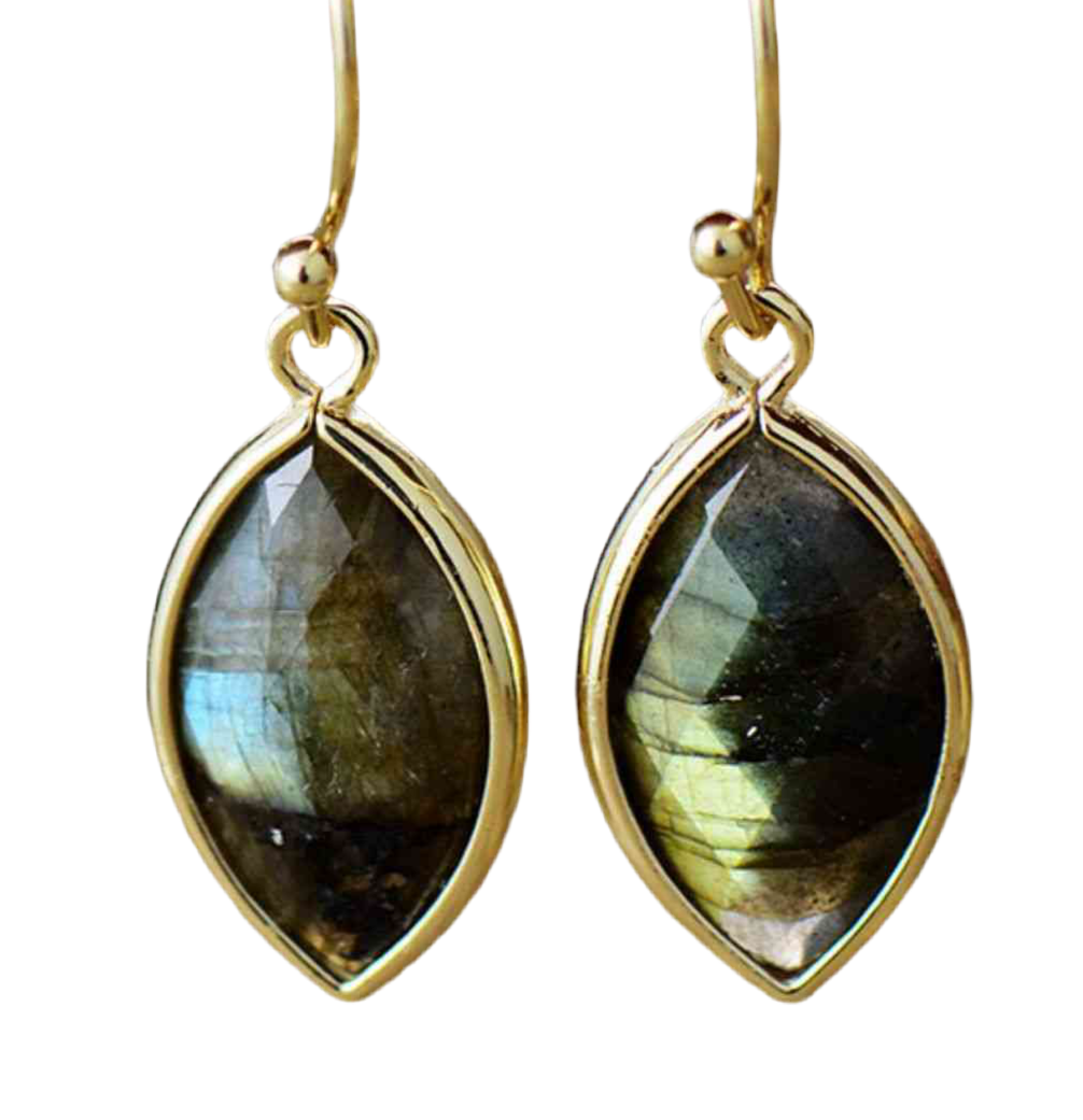 Shimmering Faceted Labradorite Dangle Earrings