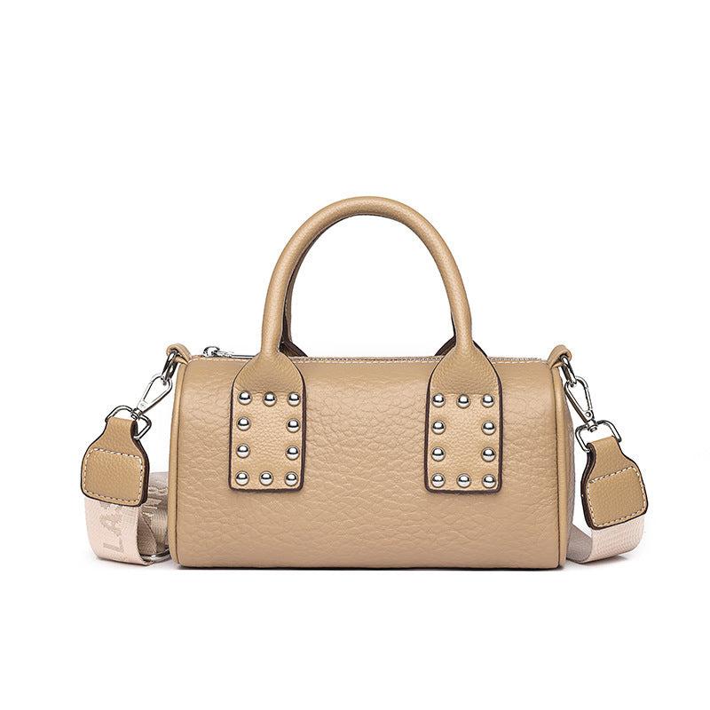 Leather Day-to-Night  Handbag in Tangerine, Black or Khaki