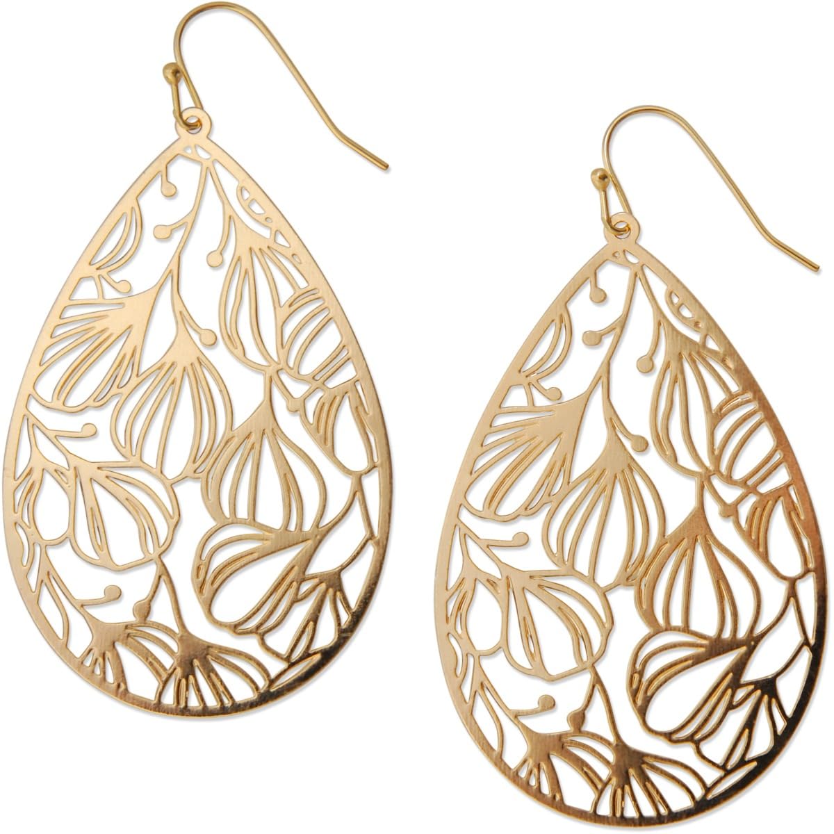 Gold Colored Teardrop Dangle Earrings