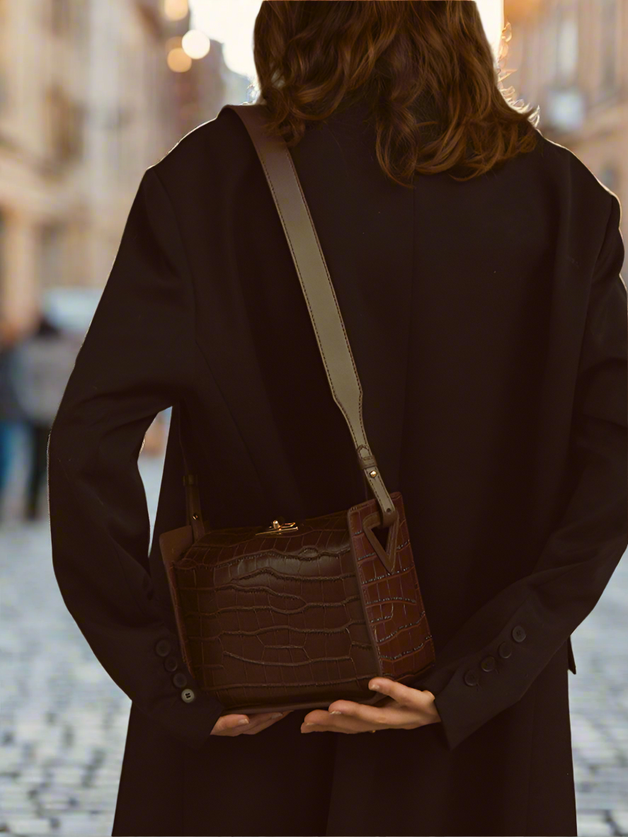 Textured Leather Handbag in Mocha - Hottest Color of 2025