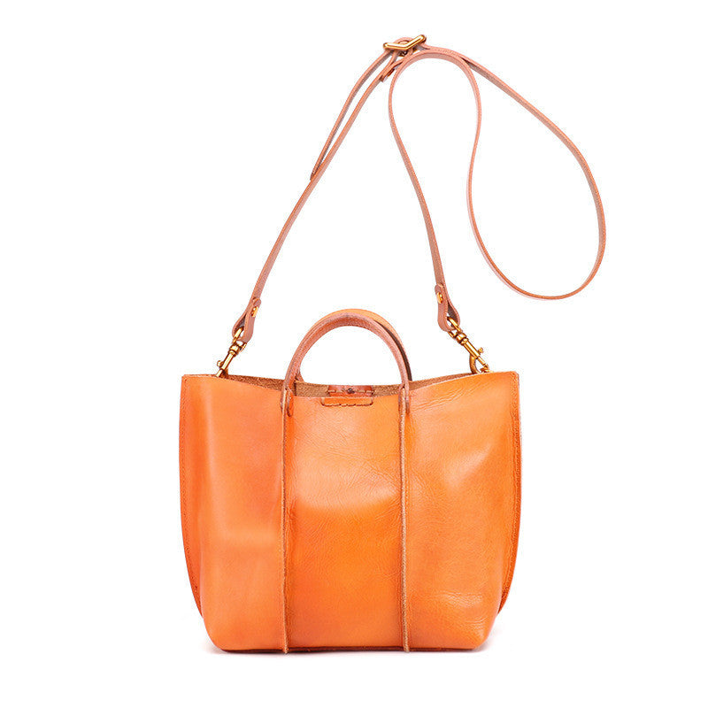 Leather Handbag with Contrasting Strap