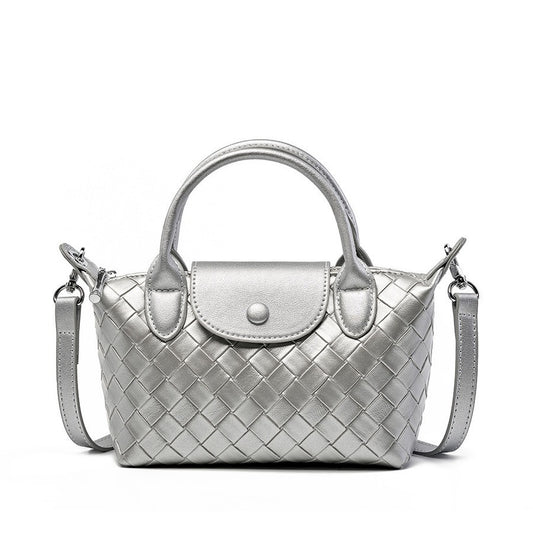 Fashion Cattlehide Leather Woven Leather Handbag