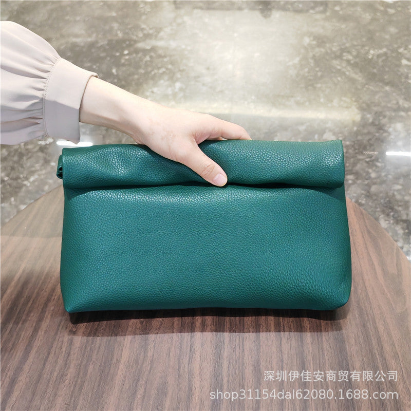 Faux Leather Rolldown Clutch