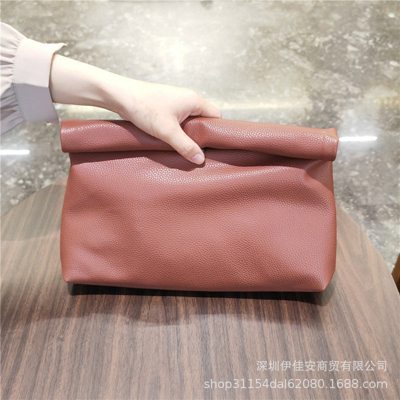 Faux Leather Rolldown Clutch