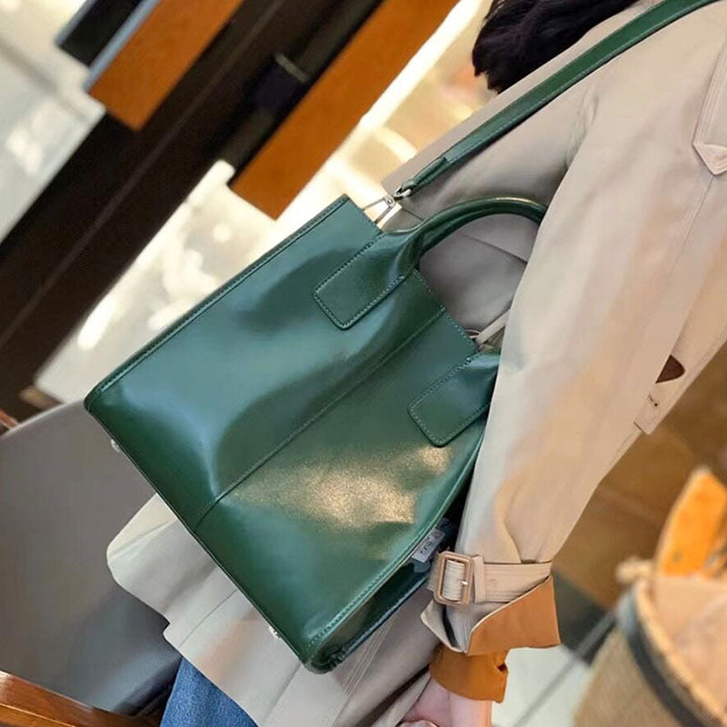 Leather Tote Bag in Sunset, Emerald, Brown Sugar, Wine, Black or White