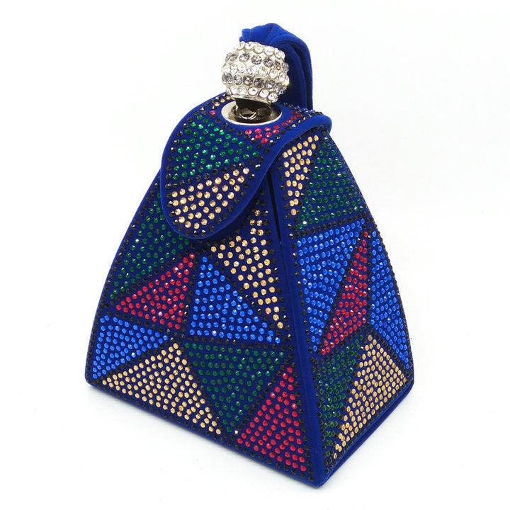 Sparkly Pyramid Evening Bag with Fabric Wriststrap