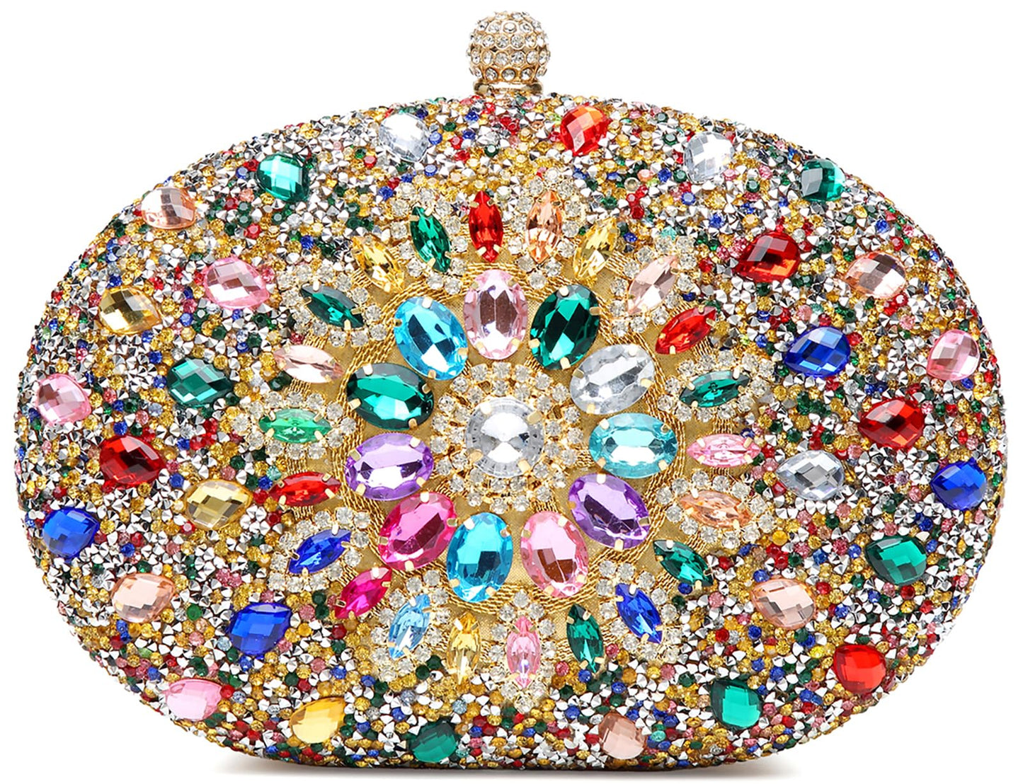 Beaguful Women's Evening Bags Sparkly Rhinestone Clutch Purses Luxury Handbags Oval Golden/Multicolor