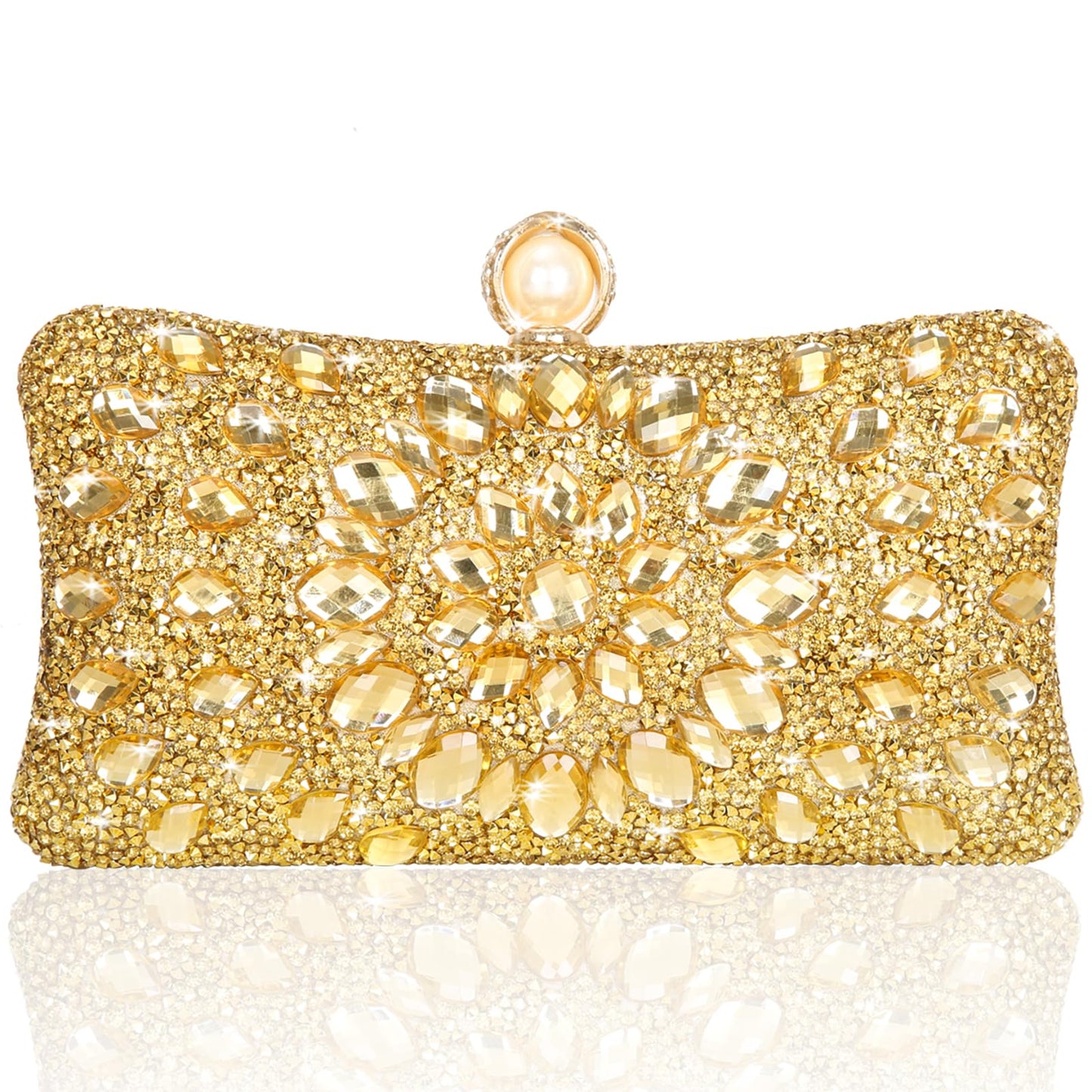 Beaguful Women's Evening Bags Sparkly Rhinestone Clutch Purses Luxury Handbags Golden