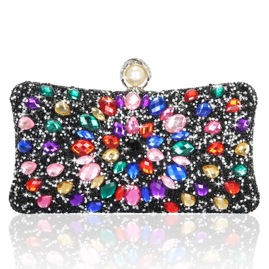 Beaguful Women's Evening Bags Sparkly Rhinestone Clutch Purses Luxury Handbags Black/Multicolor