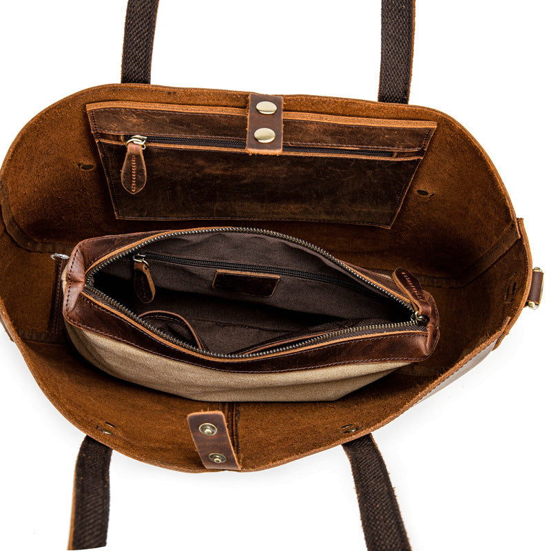 Two-Tone Leather Shoulder Bag (Without Strap)