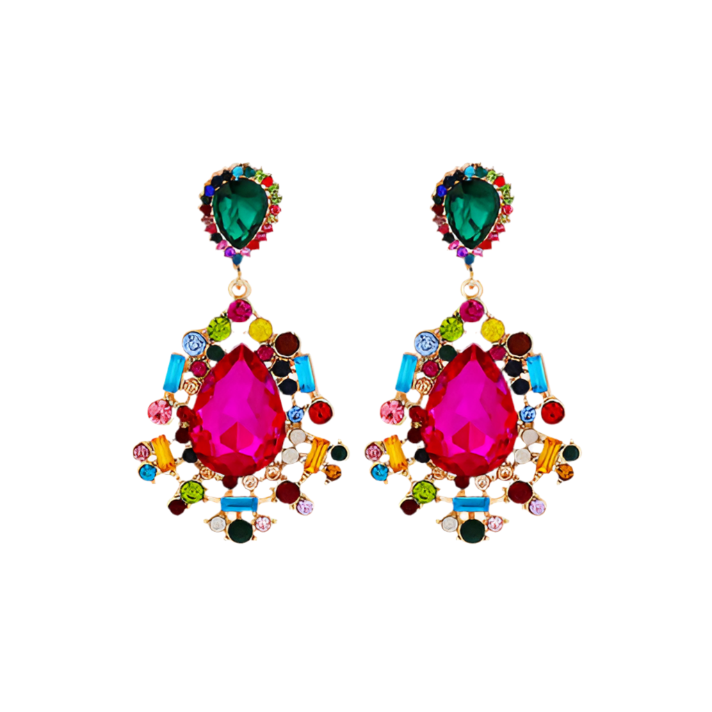 Teardrop Shape Rhinestone Alloy Dangle Earrings