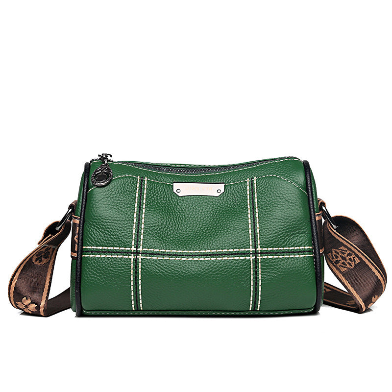 Leather Across-the-Pond Handbag in Blue, Green, Khaki or Black