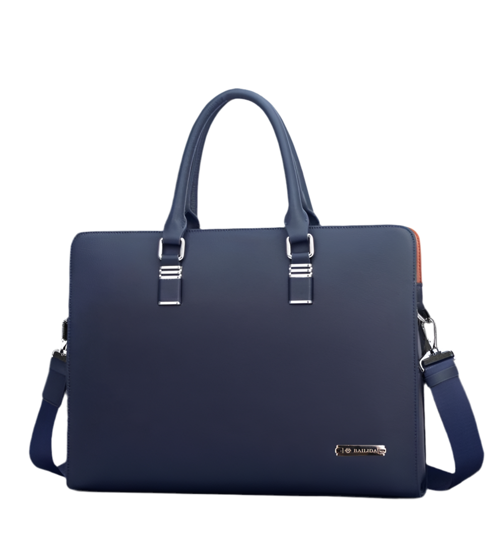 Unisex Leather Briefcase in Navy or Black