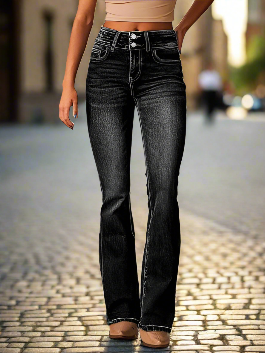 Cat Whisker Washed Bootcut Jeans